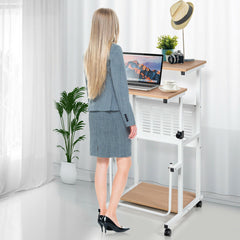 2-In-1 Mobile Lifting Height Adjustable Computer Desk