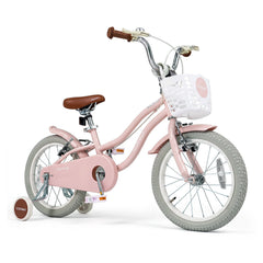 14 Inch Girls Bike with Basket for 3-5 Years Retro Series Sakura Pink
