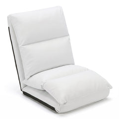 14-Level Adjustable Floor Chair with Back Support and Comfy Padded Cushions for Adults-White