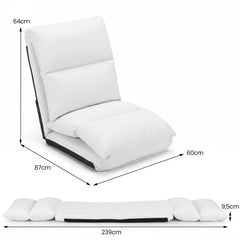 14-Level Adjustable Floor Chair with Back Support and Comfy Padded Cushions for Adults-White