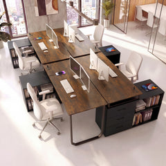 140 cm Reversible L Shaped Desk with 3 Drawers Home Office Desk-Brown