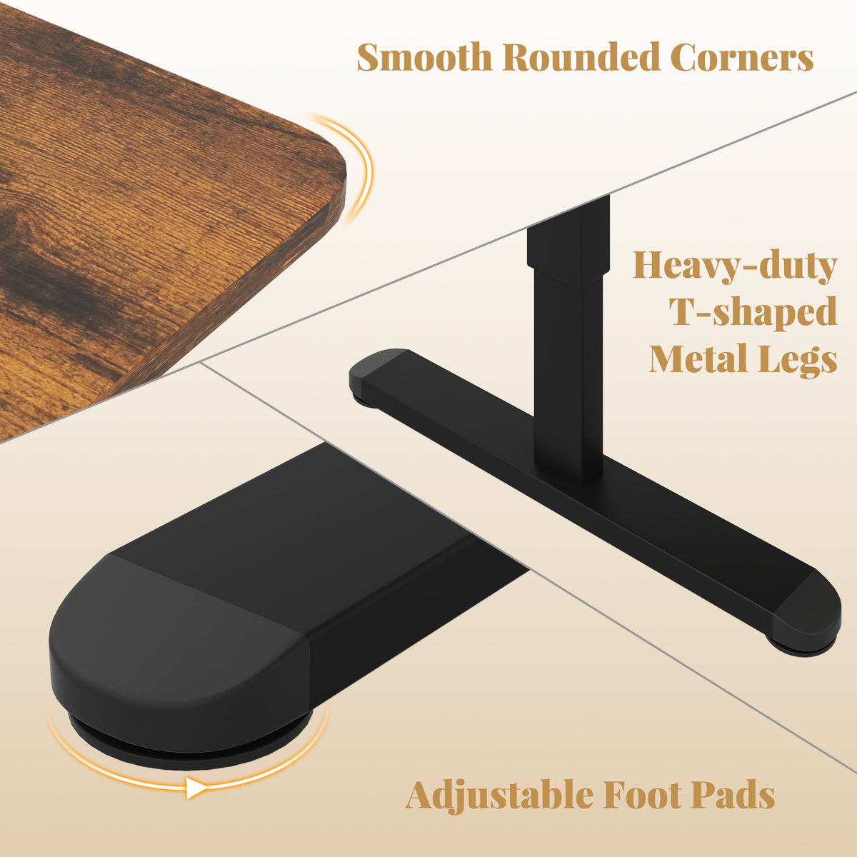 140 x 70 cm Height Adjustable Electric Standing Desk with Anti-Collision Design-Rustic Brown