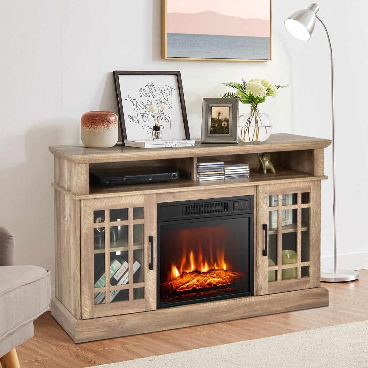 1400W Electric Fireplace in Natural, image 2