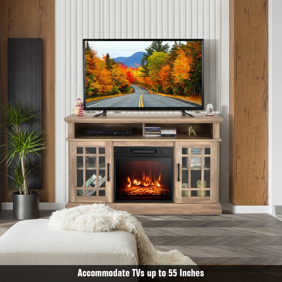 1400W Electric Fireplace in Natural, image 3