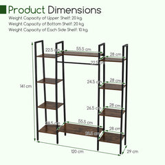 141cm Tall Plant Stand 10-Tier Plant with 16 Colors LED Strip Lights-Rusticbrown