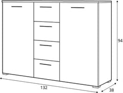 Beta Sideboard Cabinet 132cm [Oak San Remo]