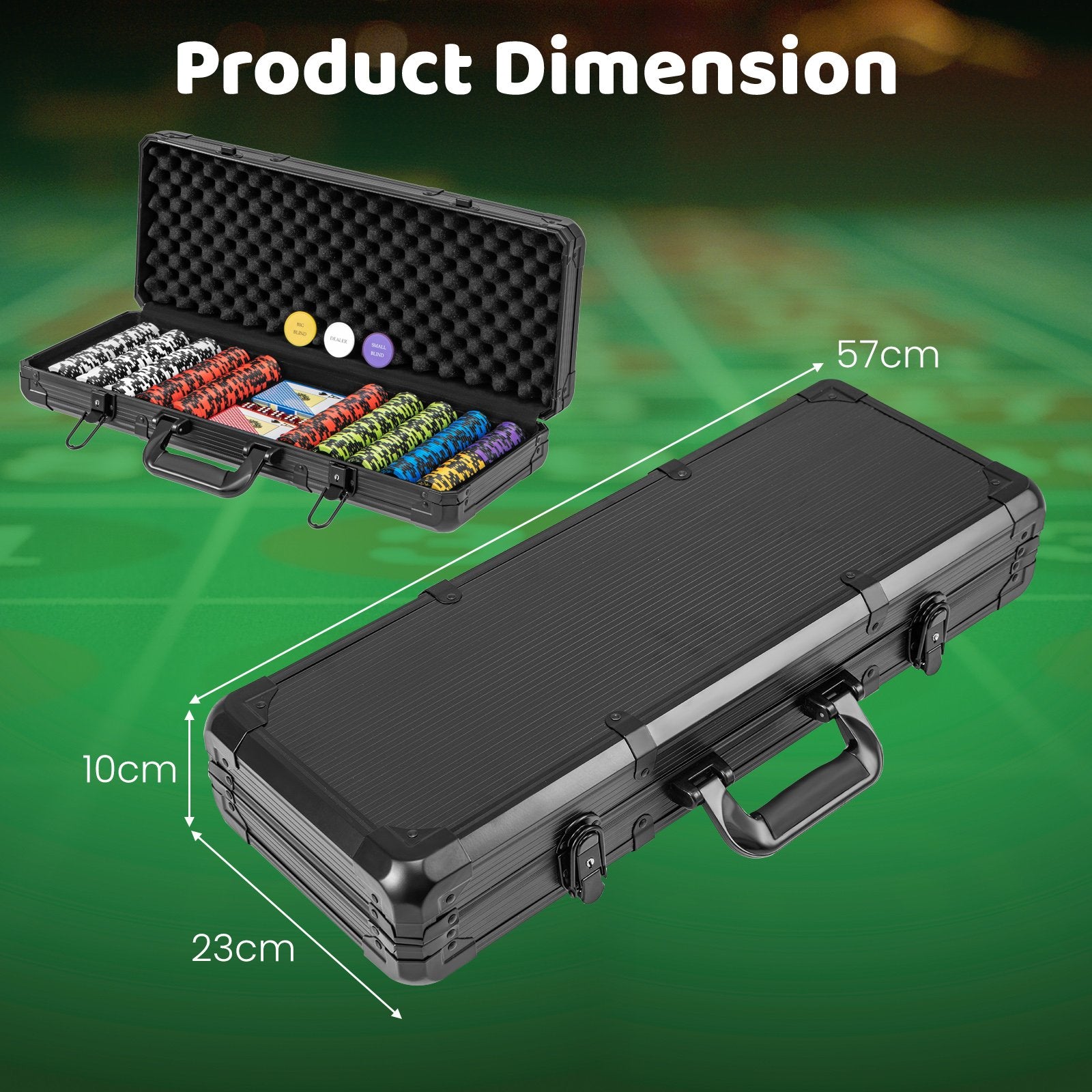 500 Pieces 14 Gram Texas Holdem Poker Chip Set with Card Decks-Black