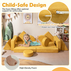 14 PCS Modular Kids Play Couch Child Sectional Sofa Building Blocks Playset-Yellow