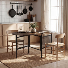 150 CM Folding Dining Table for 6-8 People with Metal Legs-Brown