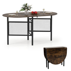 150 CM Folding Dining Table for 6-8 People with Metal Legs-Brown
