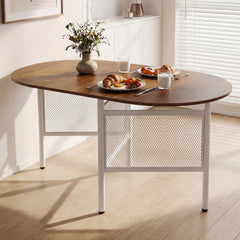 150 CM Folding Dining Table for 6-8 People with Metal Legs-Natural