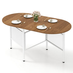 150 CM Folding Dining Table for 6-8 People with Metal Legs-Natural