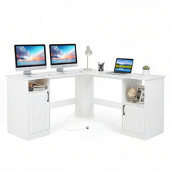 150 CM L Shaped Executive Desk with Charging Station-White