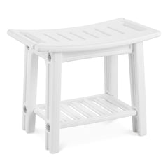 The white shower stool shown from a high angle against a plain white background
