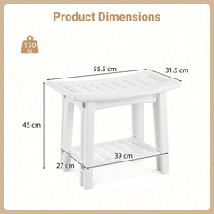 The bath safety bench with arrows and text indicating the product dimensions