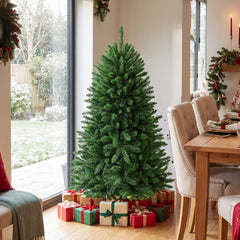 150 cm Unlit Artificial Christmas Tree with Easy-Assembly Hinges and Foldable Metal Stand for Holiday Party Decoration