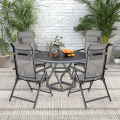 150 kg Capacity Folding Patio Chairs Set of 2 with 10-Level Adjustable Backrests and Armrests-Grey