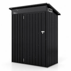 150 x 89 x 185 CM Outdoor Storage Shed with Lockable Door and Sloping Roof-Dark Grey