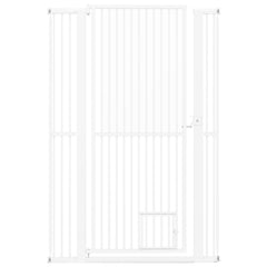150CM Extra Tall Pet Gate Heavy-Duty Metal Easy Walk Through Gate-White