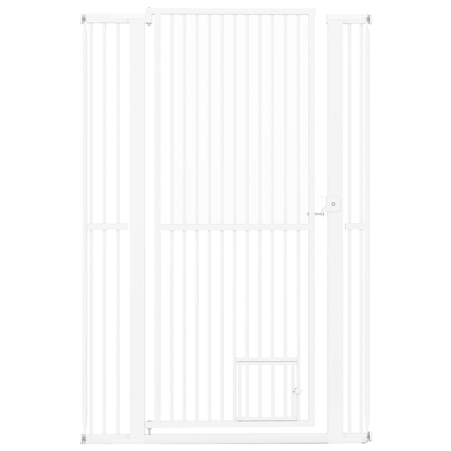 150CM Extra Tall Pet Gate Heavy-Duty Metal Easy Walk Through Gate-White