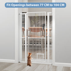 150CM Extra Tall Pet Gate Heavy-Duty Metal Easy Walk Through Gate-White