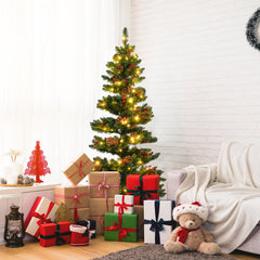 150 CM Pre-Lit Artificial Christmas Tree Spiral Holiday Tree with 448 Branch Tips-1.5 M