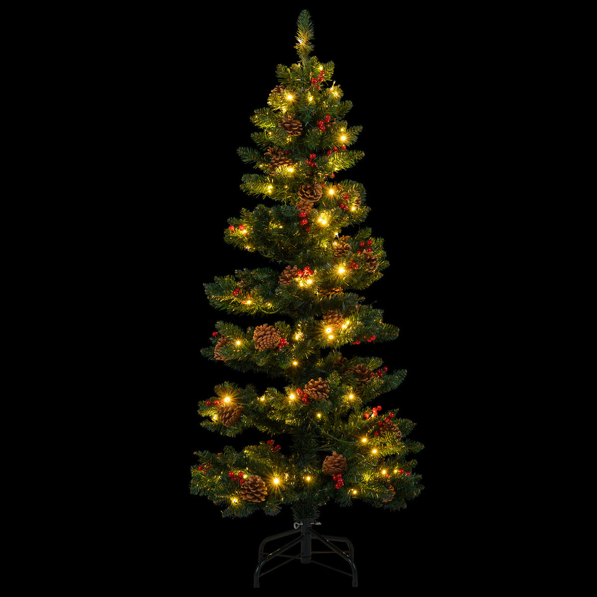 150 CM Pre-Lit Artificial Christmas Tree Spiral Holiday Tree with 448 Branch Tips-1.5 M