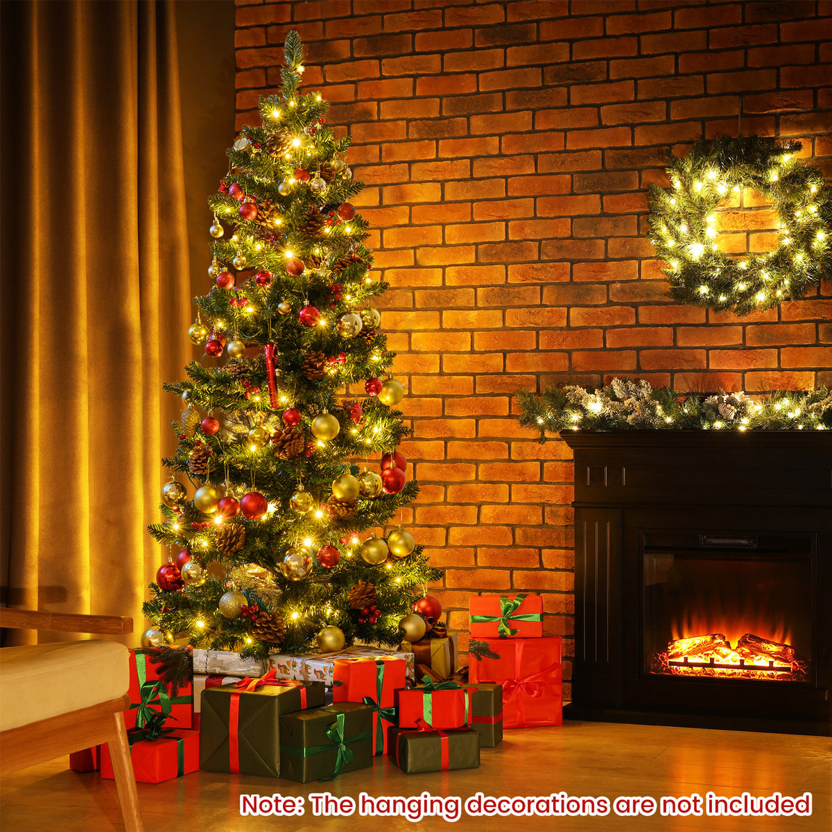 150 CM Pre-Lit Artificial Christmas Tree Spiral Holiday Tree with 448 Branch Tips-1.5 M