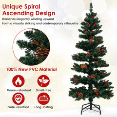 150 CM Pre-Lit Artificial Christmas Tree Spiral Holiday Tree with 448 Branch Tips-1.5 M