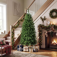 150cm Artificial Pine Xmas Tree with Full Branch Tips LED Lights with 2 Colors Folding Metal Stand