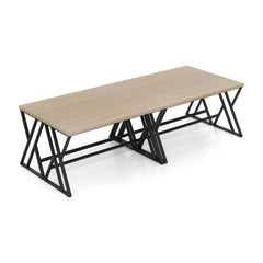 150cm Computer Desk with Heavy-duty Metal Frame and Crossbar in grey with a light wood effect top