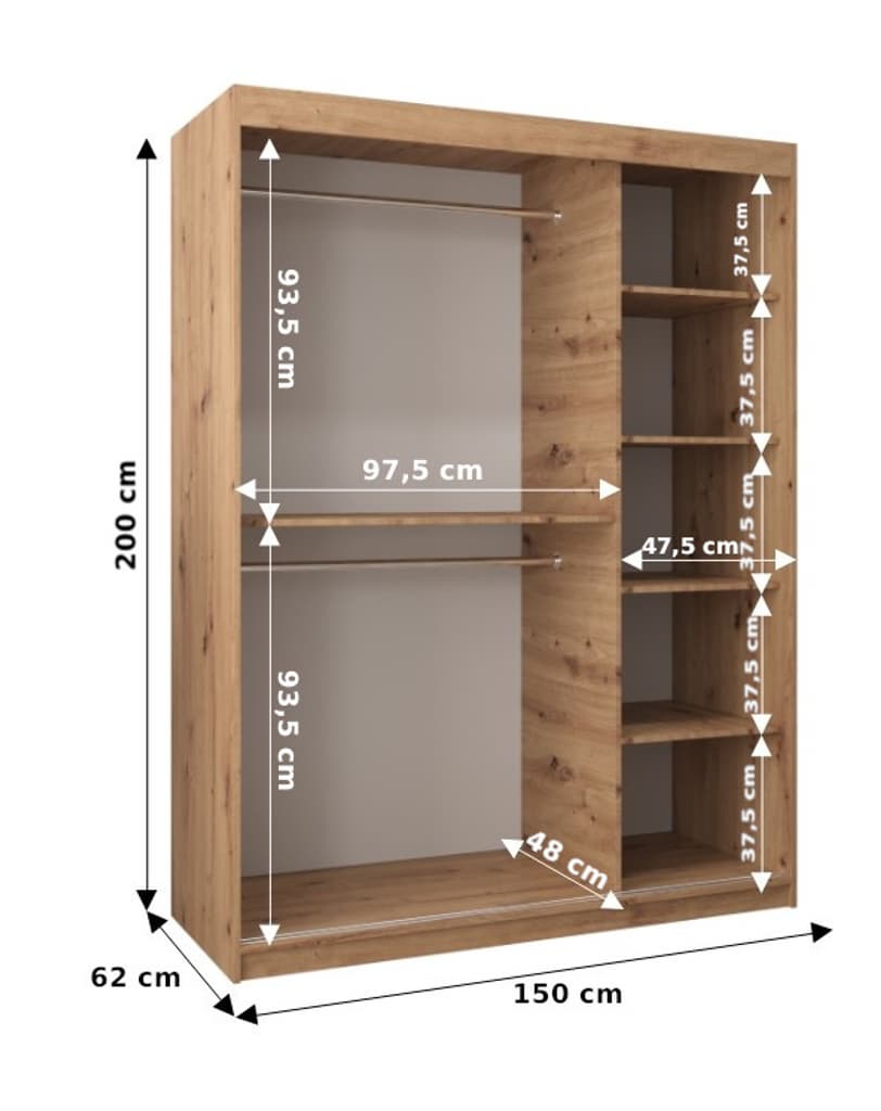 Boliwia Sliding Door Wardrobe 150cm - product image 5