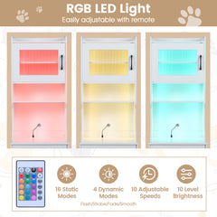 152 cm Tall Cat Litter Box Enclosure with Adjustable LED Light-White