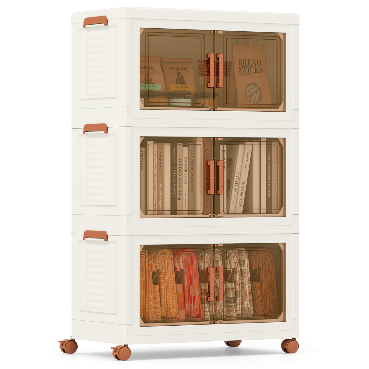 156L Stackable Plastic Collapsible Storage Bins with Lids