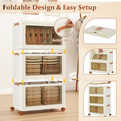 156L Stackable Plastic Collapsible Storage Bins with Lids