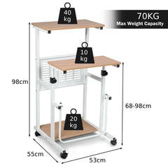 2-In-1 Mobile Lifting Height Adjustable Computer Desk