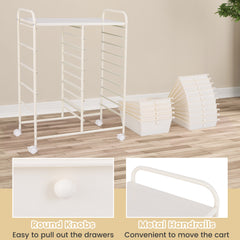 15 Drawer Rolling Storage Cart with 4 Wheels for Beauty Salon-White