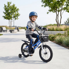 16 Inch Kids Bike with Dual Brakes for 4-7 Years Checkered Racing Series Blue