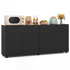 160 cm Buffet Cabinet with Push-to-Open Doors & 2 Drawers for Dining Room-Black