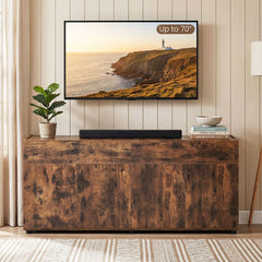 160 cm Buffet Cabinet with Push-to-Open Doors & 2 Drawers for Dining Room-Rustic Brown