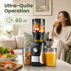 160W Cold Press Juicer w/ Dual Outlets & Wide Chute for Whole Fruits Vegetables-Black