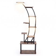 161 cm 9-Tier Plant Stand Indoor with Light Remote and 16 Static Colors-Rustic Brown