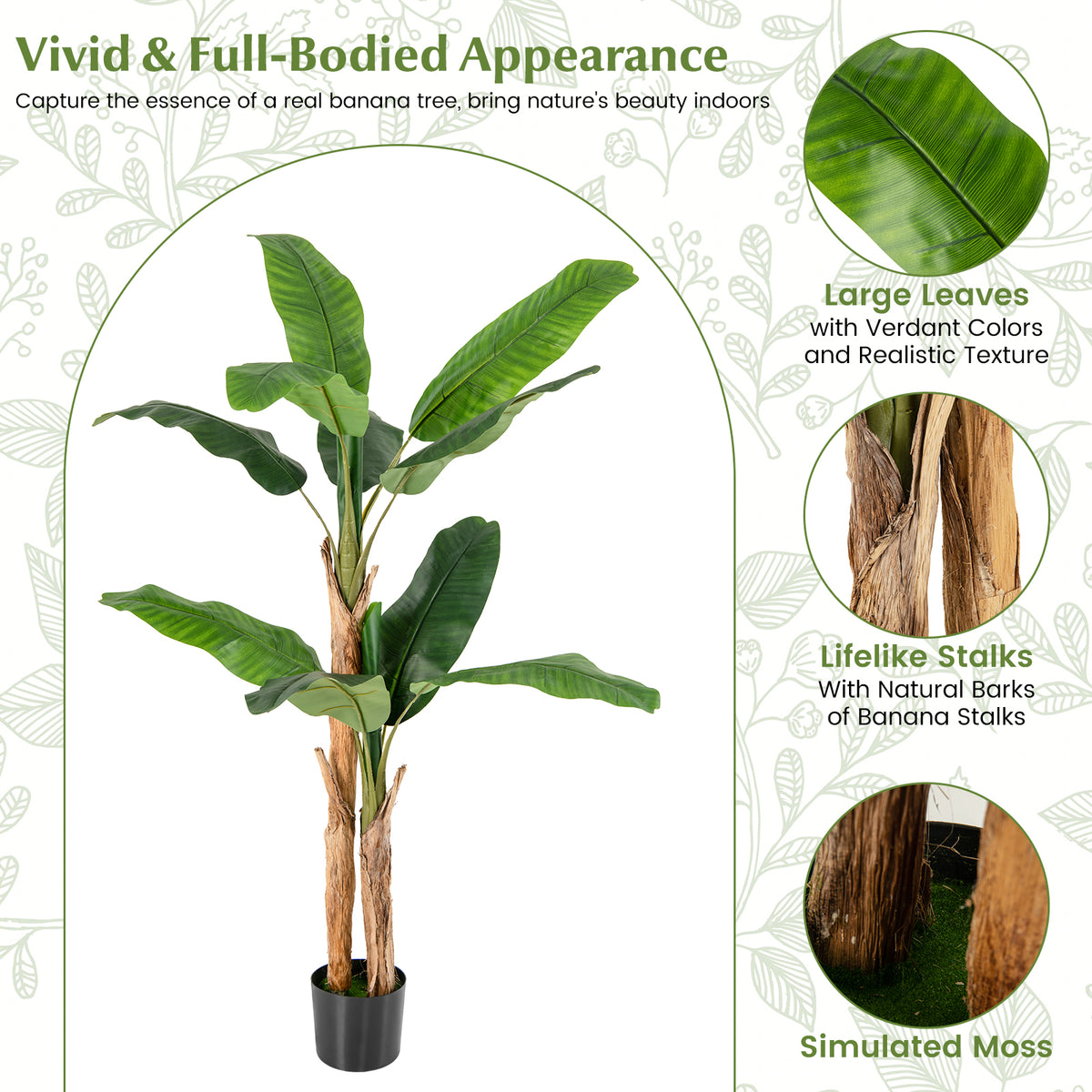 165cm Artificial Fake Banana Tree with 10 Large Leaves