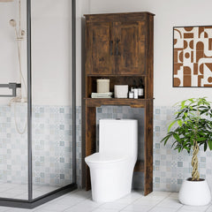 Over the toilet storage unit in a modern bathroom with shower