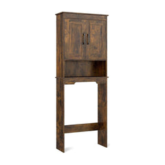 168 CM Over The Toilet Storage Cabinet with rustic brown finish and two doors