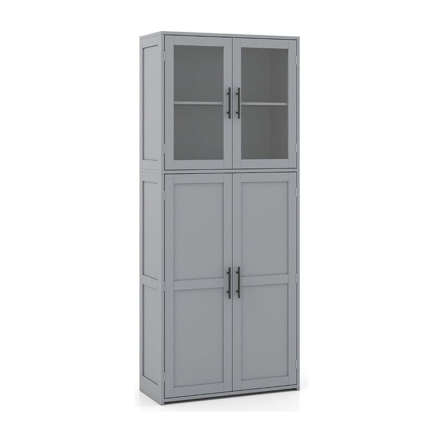 168CM Tall Freestanding Cleaning Tool Cabinet with Doors and Shelves-Grey