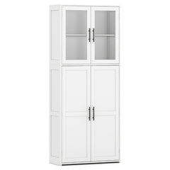 168CM Tall Freestanding Cleaning Tool Cabinet with Doors and Shelves-White