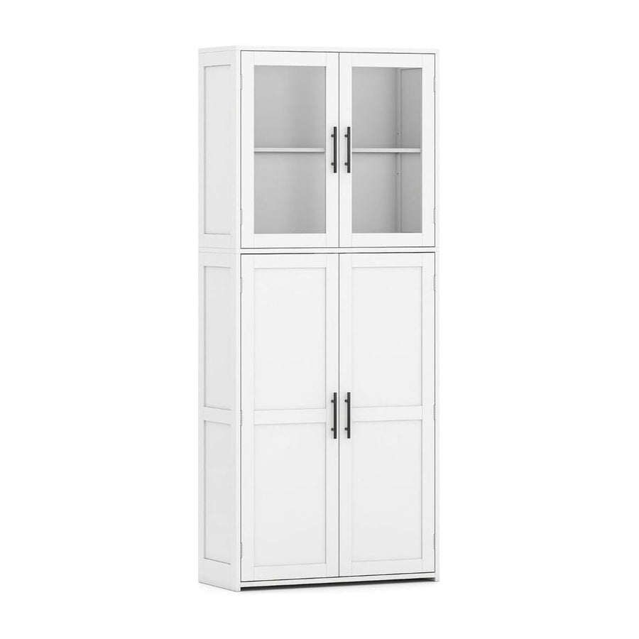 168CM Tall Freestanding Cleaning Tool Cabinet with Doors and Shelves-White