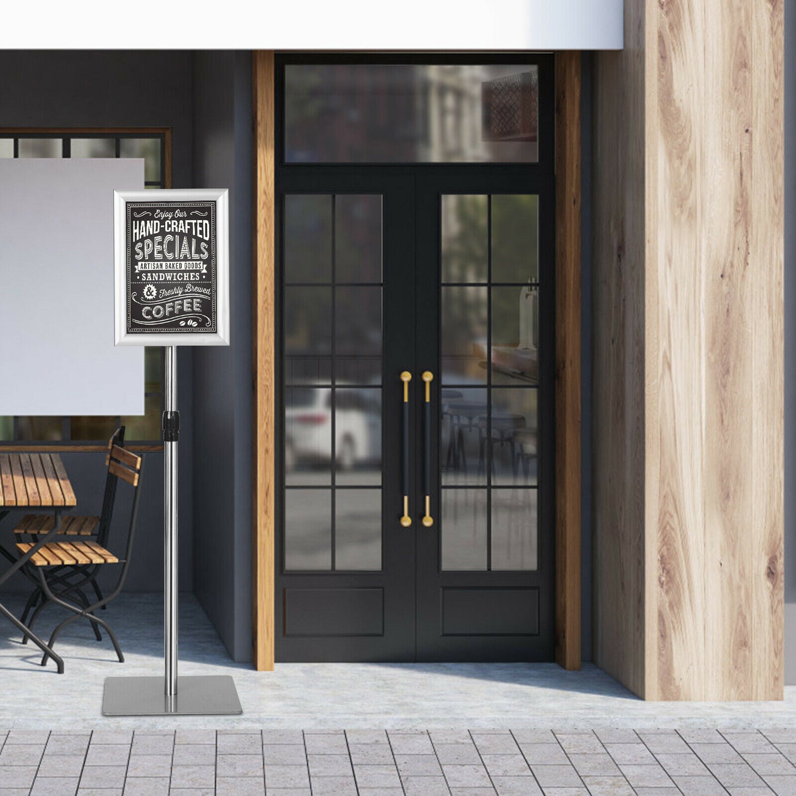 A4 Pedestal Display Stand-Silver