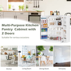 2-Door Pantry Cabinet with 6 Adjustable Shelves-White